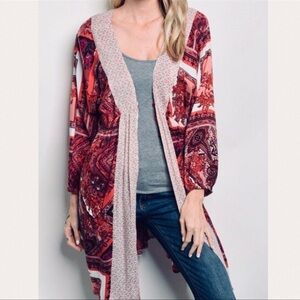 En Crème Women’s Floral Kimono Size S Bohemian Festival Front Tie